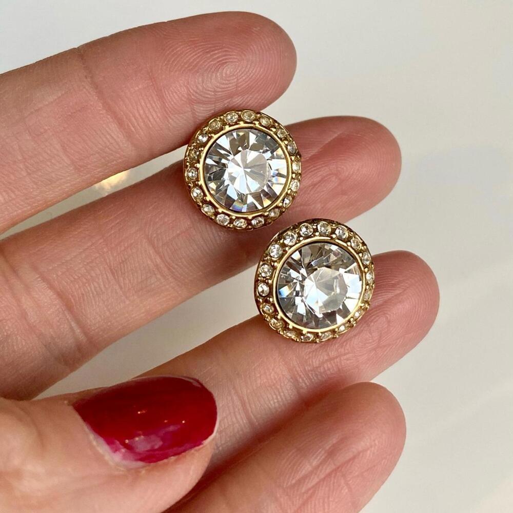 Vintage Givenchy Crystal Halo Stud Earrings